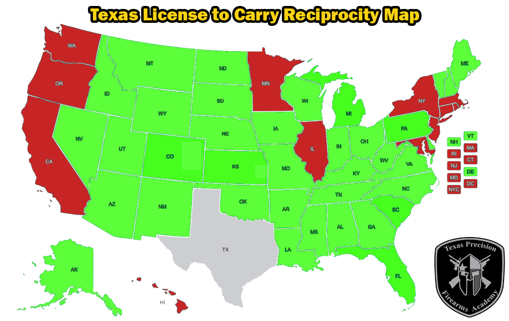 Detailed Texas LTC Reciprocity Map