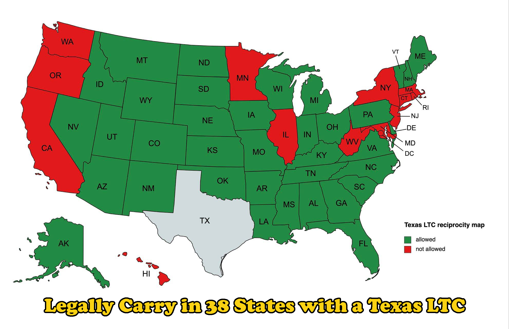 Legally Carry in 38 States with a Texas LTC | Texas Precision Firearms ...